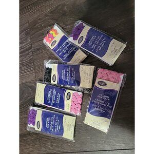 Lot 6 NEW Packages Ric Rac Rainbow Black Light Pink Dark Pink  Purples 2.5yds Ea